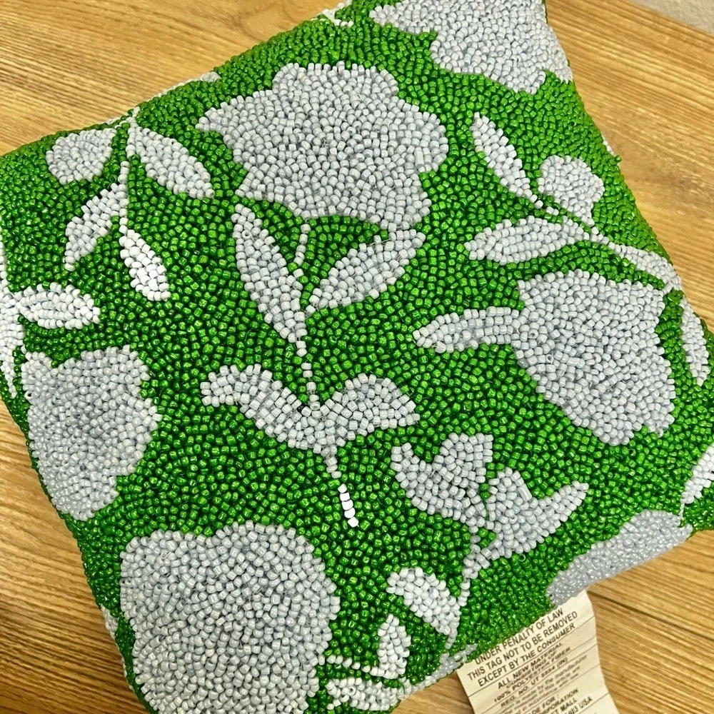 Kate Spade x Target Set of 2 NWT Beaded Floral Throw Pillow